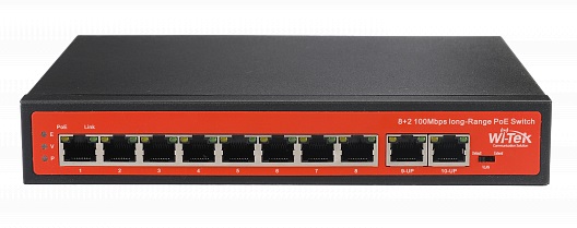 Switch Wi-tek WI-PS210 POE 8FE+2FE Uplink+HiPoE+250M+Watchdog+120W ...